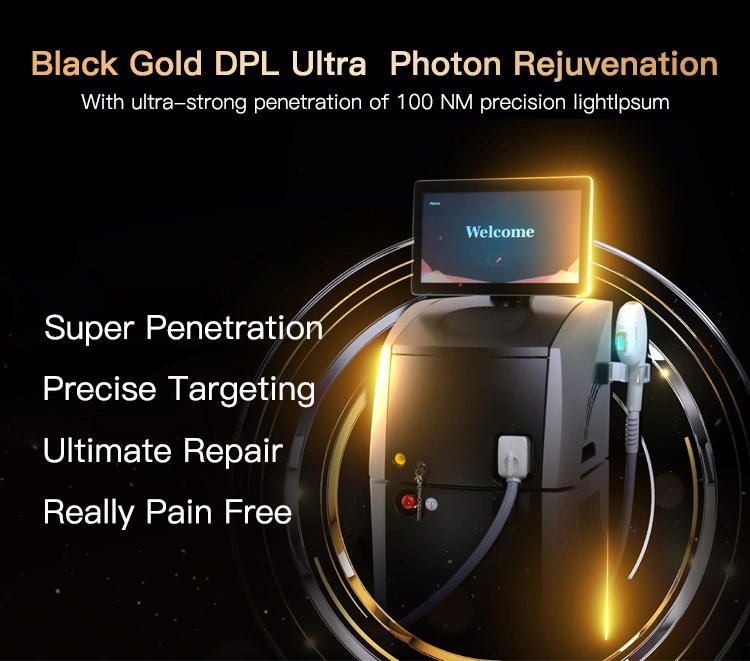 Black Gold Dpl Opt IPL Skin Rejuvenation Acne Therapy Hair Removal Device for Beauty Salon