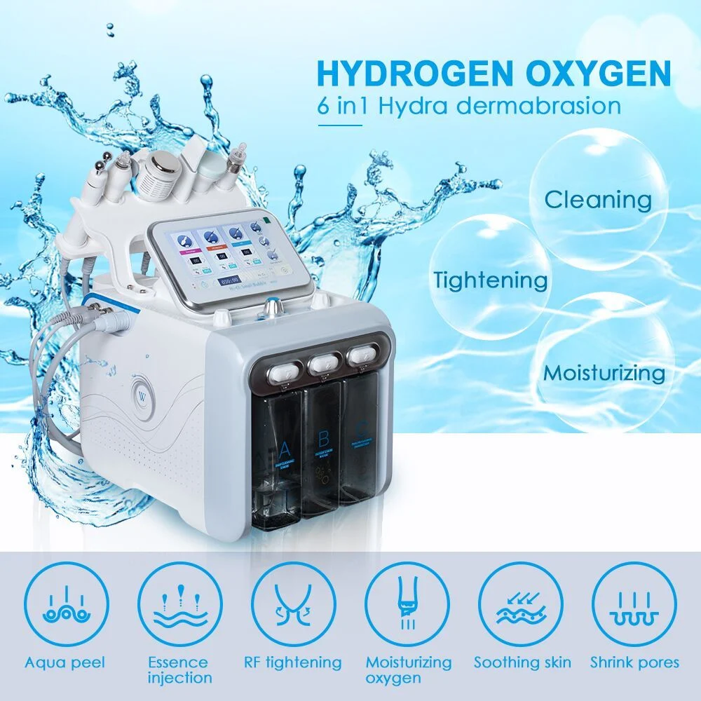 Multifunctional Hydro Oxygen Facial Cleaner 6 in 1 Aquafacial Water Peel Skin Care Beauty Equipment Hydro Scrubber RF Facial Deep Cleaning Machine